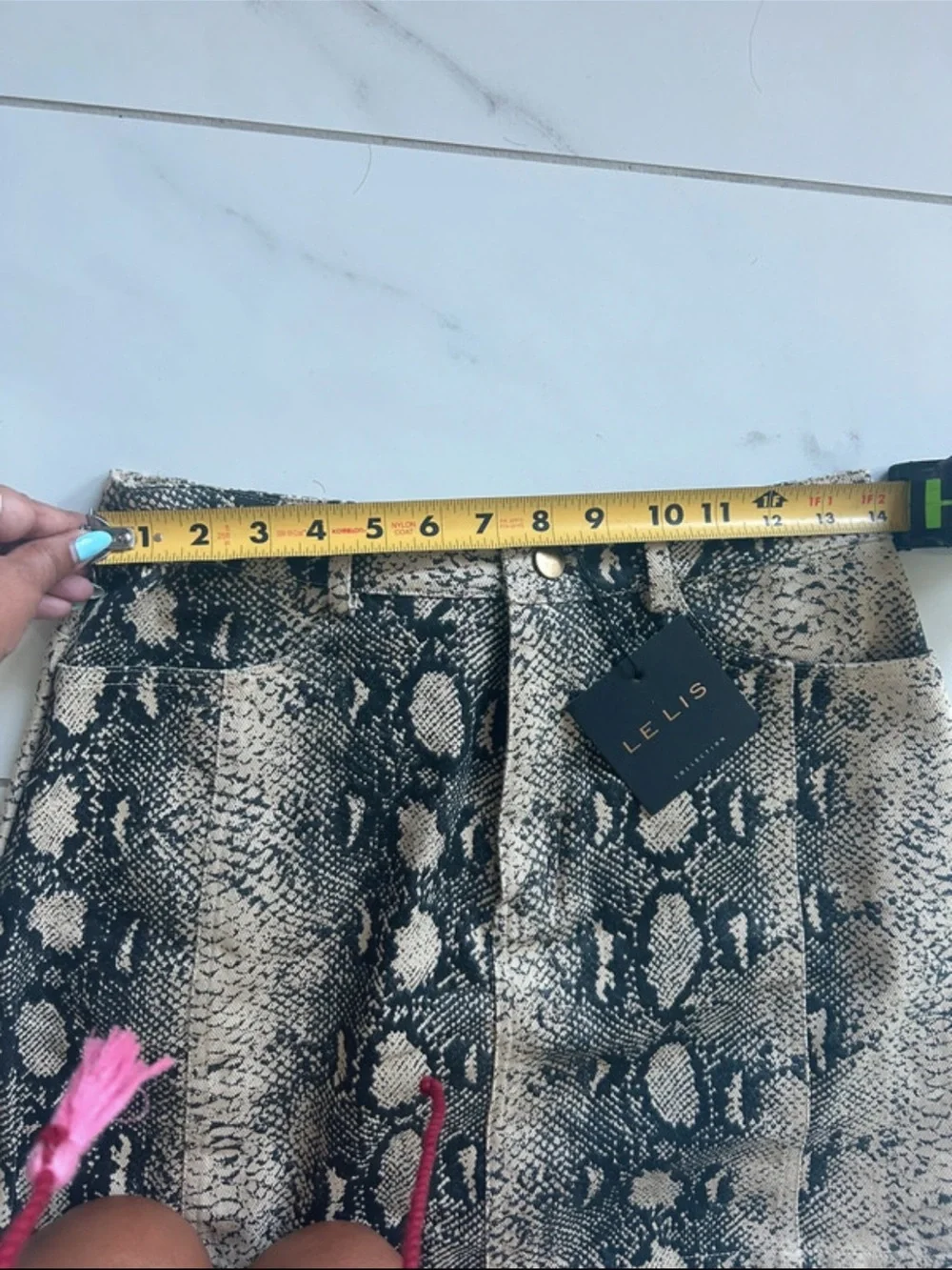 Le Lis Snake-Print Mini Skirt in Black and Cream